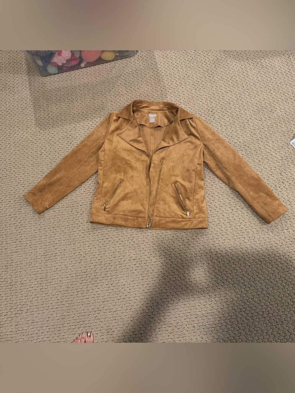 OP Tan Suede-Style Moto Jacket